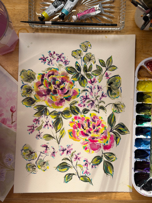 Rose and Lobelia - Colour Study 01