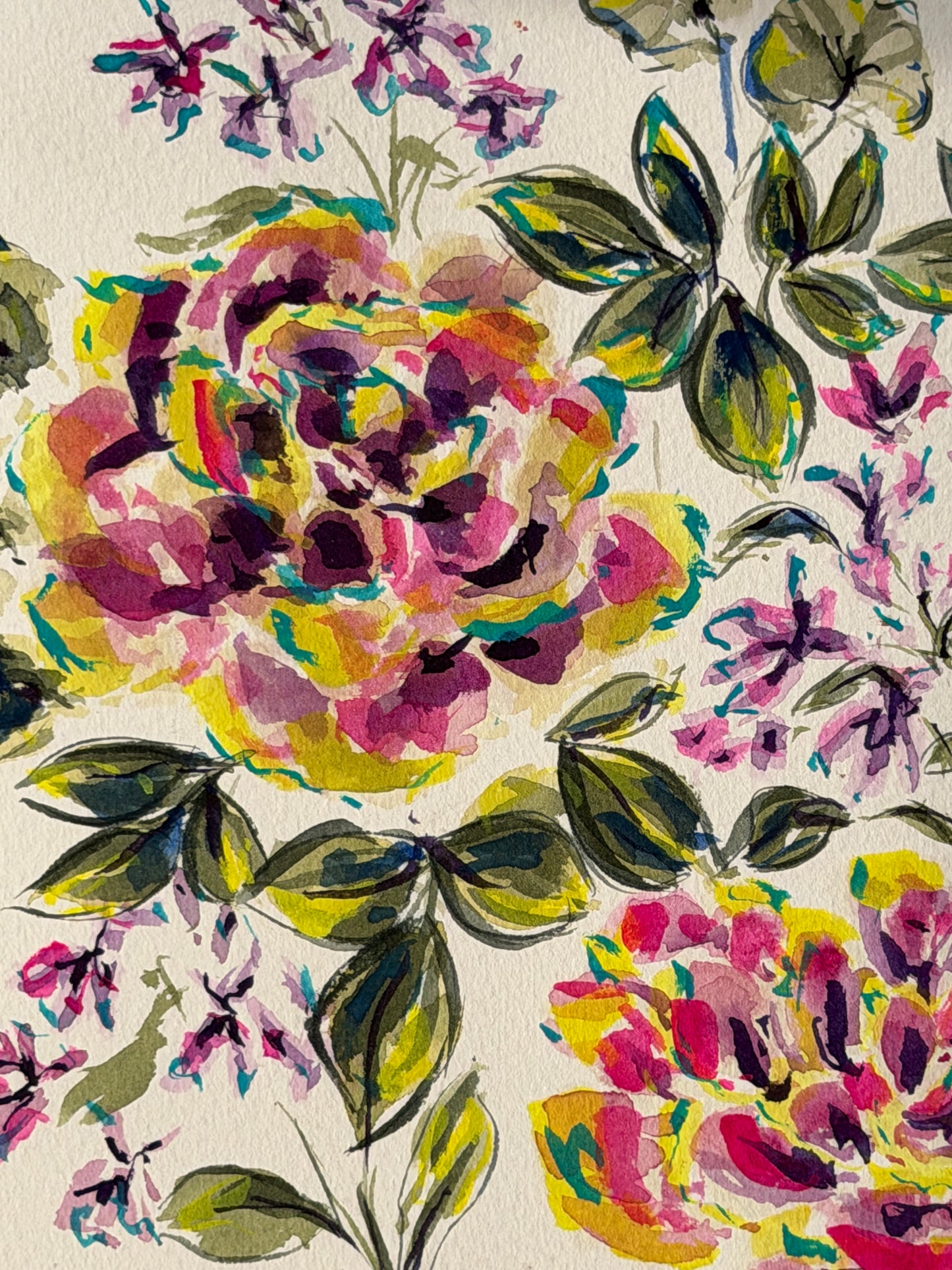 Rose and Lobelia - Colour Study 01