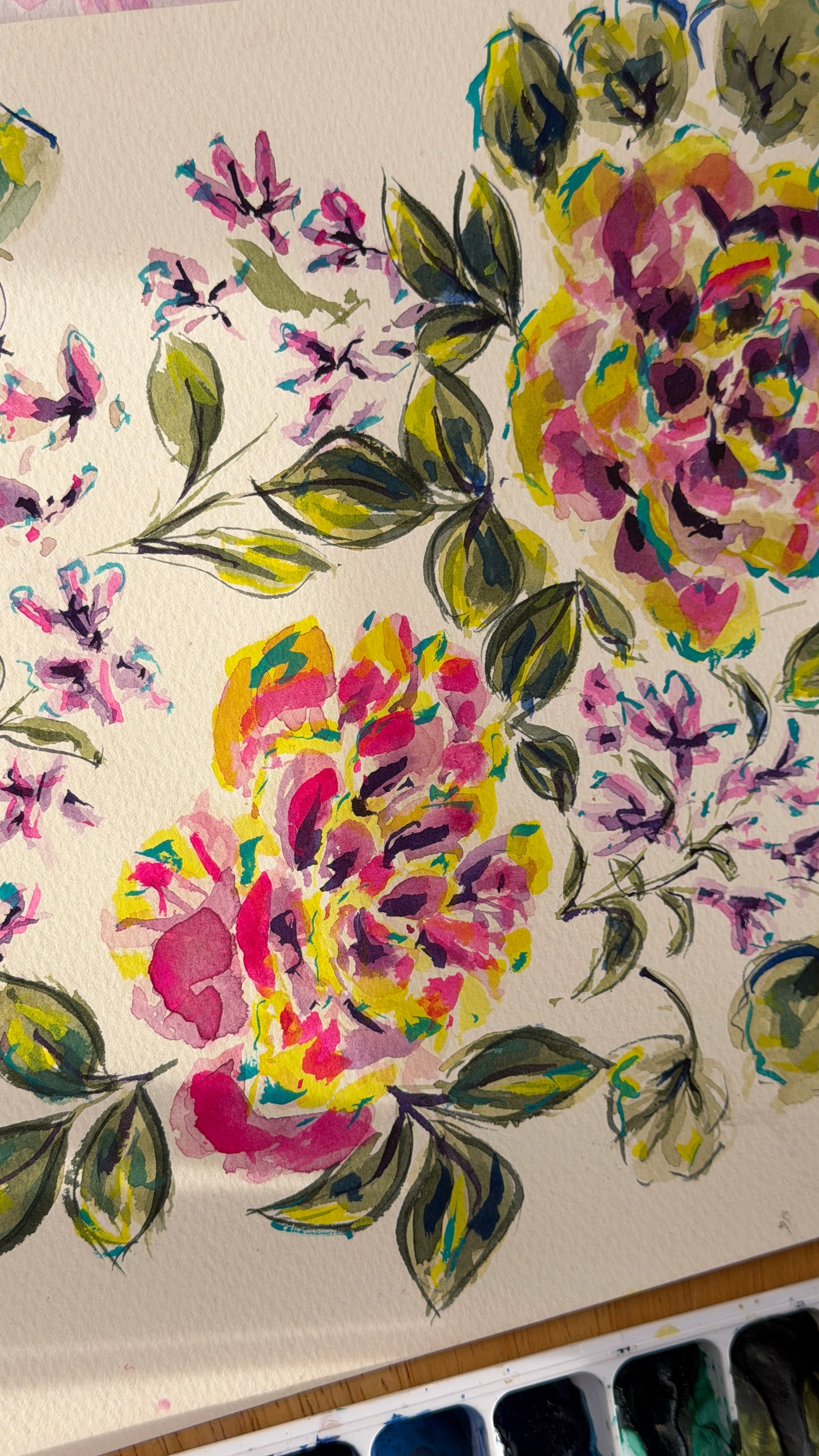 Rose and Lobelia - Colour Study 01